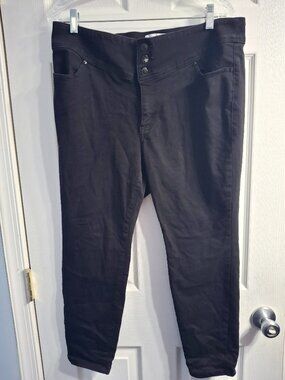 Lane Bryant High Rise 3-Button Jeggings, Black, Size 16P